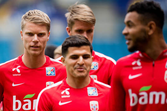 Sigurd Rosted, Tarik Elyounoussi and Joshua King of Norway