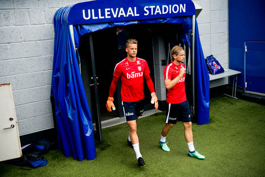 Goalkeeper Ørjan Håskjold Nyland and Iver Fossum of Norway