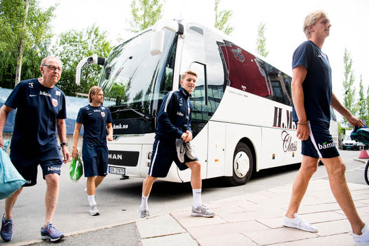 Iver Fossum, Martin Ødegaard and Morten Thorsby of Norway