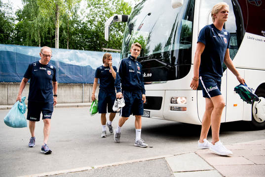 Iver Fossum, Martin Ødegaard and Morten Thorsby of Norway