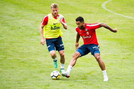 Fredrik Midtsjø and Joshua King of Norway