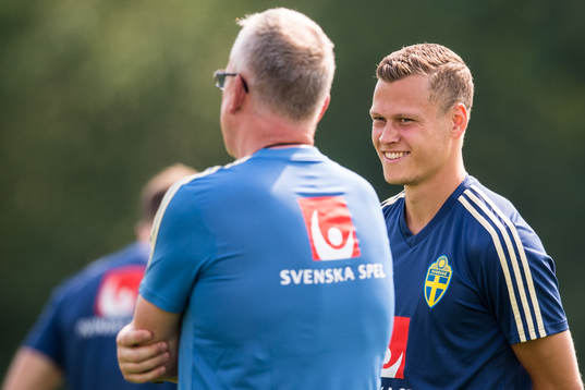 Viktor Claesson och förbundskapten Janne Andersson