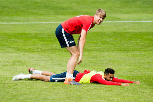 Kristoffer Ajer and Joshua King of Norway