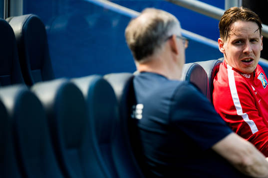 Lars Lagerbäck, head coach of Norway, and Stefan Johansen
