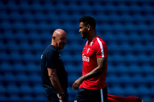 Nils Johan Semb and Joshua King of Norway