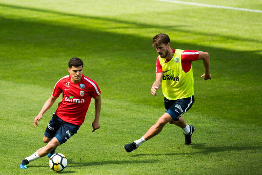 Tarik Elyounoussi and Håvard Nordtveit of Norway