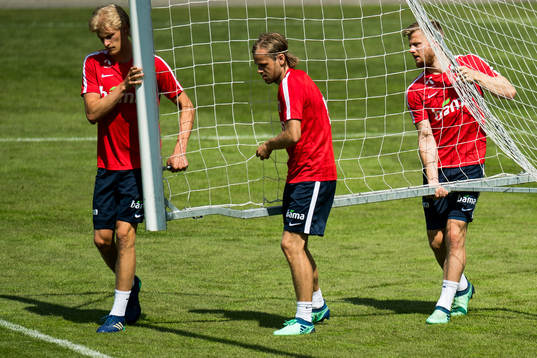 Morten Thorsby, Iver Fossum and Fredrik Midtsjø of Norway