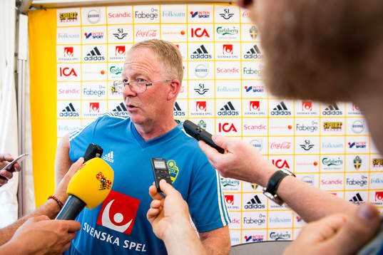 Bevakare Lars Jacobsson i mixed zone