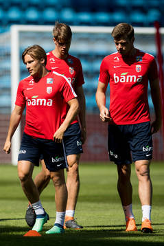 Jonas Svensson, Kristoffer Ajer and Alexander Sørloth of
