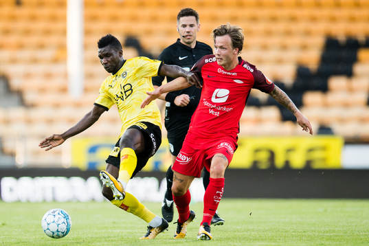 Ifeanyi Mathew of Lillestrøm and Fredrik Haugen of Brann