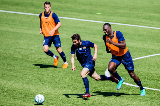 Mounir Hamoud and Usain Bolt