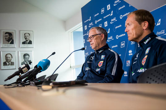 Lars Lagerbäck, head coach of Norway, and Svein Graff,