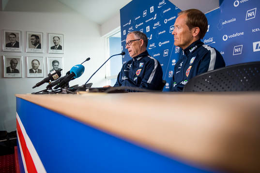 Lars Lagerbäck, head coach of Norway, and Svein Graff,
