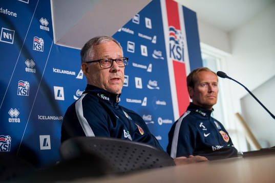 Lars Lagerbäck, head coach of Norway, and Svein Graff,