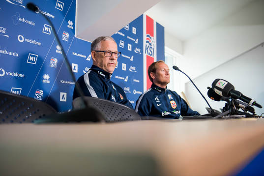 Lars Lagerbäck, head coach of Norway, and Svein Graff,
