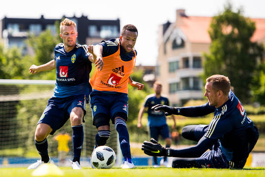 Sebastian Larsson, Martin Olsson och målvakt Robin Olsen