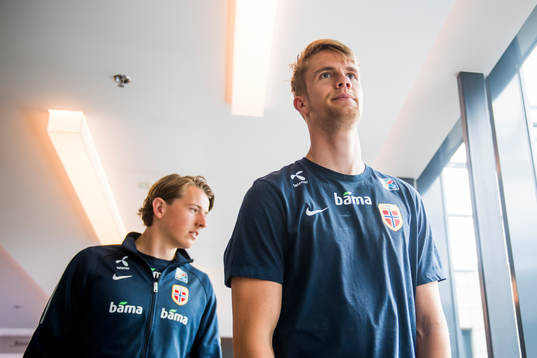 Kristoffer Ajer and Sander Berge of Norway