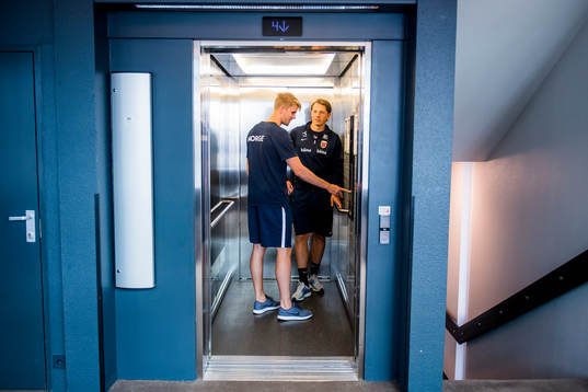 Kristoffer Ajer and Sander Berge of Norway