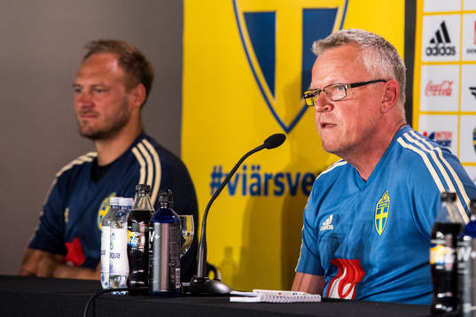 Sveriges förbundskapten Janne Andersson och Andreas