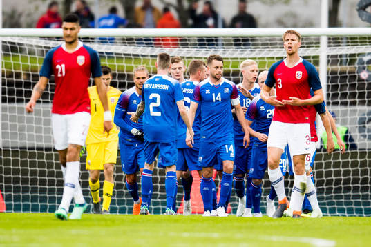 The players of Iceland celebrate the 1-1 goal