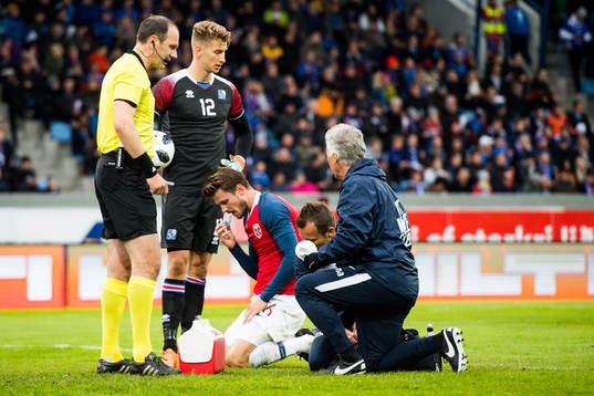 Håvard Nordtveit of Norway with an injury