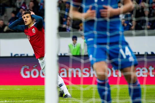 Tarik Elyounoussi of Norway reacts
