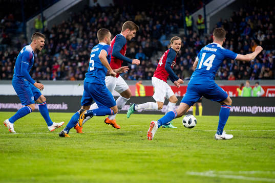 Alexander Sørloth of Norway scores 2-3 goal