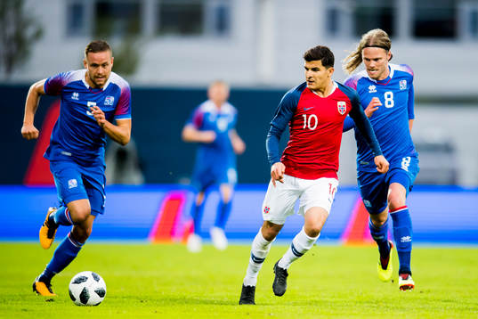 Sverrir Ingason of Iceland, Tarik Elyounoussi of Norway and