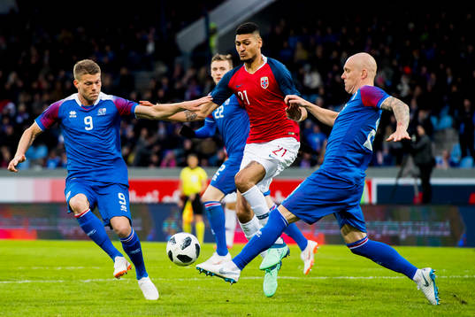 Björn Bergmann Sigurdarson of Iceland Bjørn Maars Johnsen