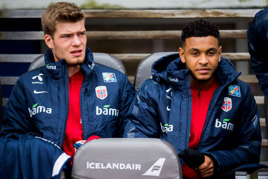 Alexander Sørloth and Joshua King of Norway