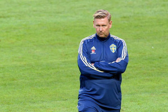 Sveriges assisterande tränare Peter Wettergren  innan