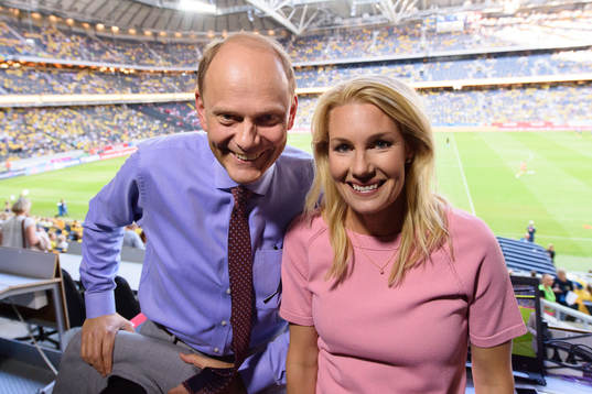 Kommentatorerna Lasse Granqvist och Hanna Marklund
