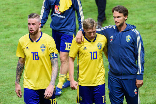 Sveriges Pontus Jansson, Emil Forsberg och Albin Ekdal