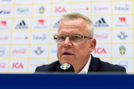 Sveriges förbundskapten Janne Andersson på en