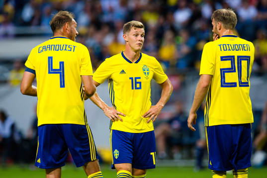 Sveriges Andreas Granqvist, Emil Krafth och Ola Toivonen