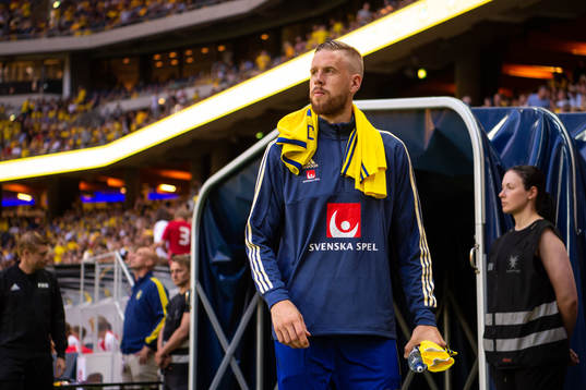 Sveriges Pontus Jansson före träningslandskampen i