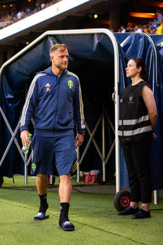 Sveriges John Guidetti före träningslandskampen i fotboll