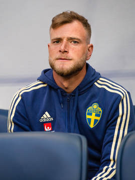 Sveriges John Guidetti före träningslandskampen i fotboll