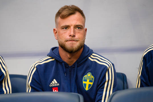Sveriges John Guidetti före träningslandskampen i fotboll