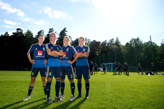 Olivia Schough, Julia Roddar, Elin Rubensson och målvakt