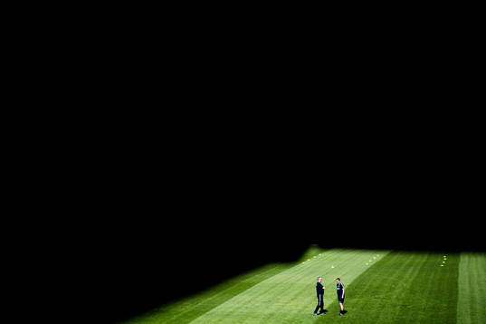 Lars Lagerbäck, head coach of Norway, and Per Joar Hansen,