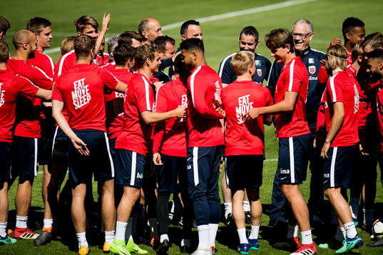 Lars Lagerbäck, head coach of Norway, together with the