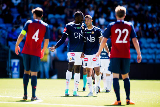 Usain Bolt and Bassel Jradi of Strømsgodset