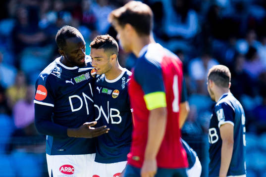 Usain Bolt and Bassel Jradi of Strømsgodset
