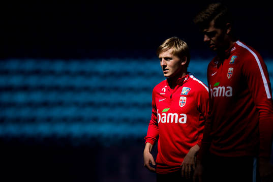 Mats Møller Dæhli and Alexander Sørloth of Norway
