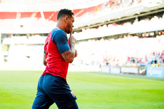 Joshua King of Norway celebrates the 1-0 goal