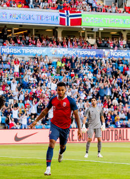 Joshua King of Norway celebrates scoring 1-0