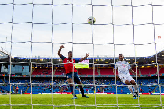 Ola Kamara of Norway misses a chance