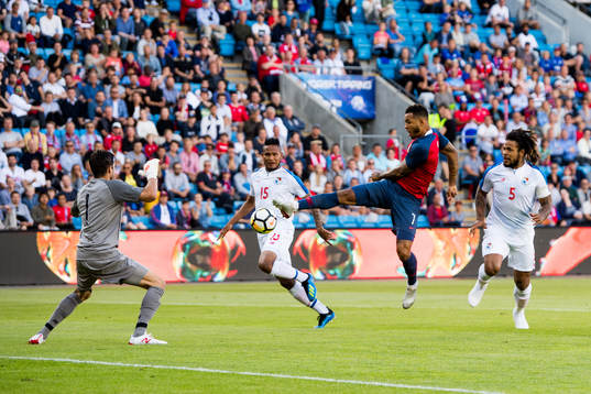 Joshua King of Norway scores the 1-0 goal