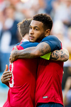 Joshua King of Norway celebrates the 1-0 goal